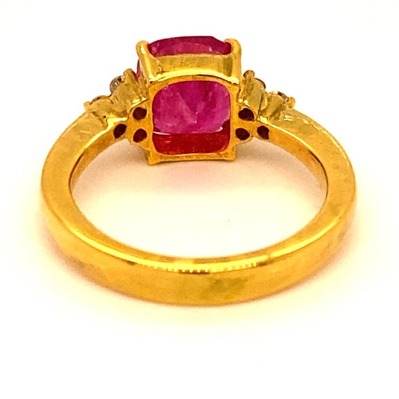GIA Certified Ruby 3.12ct Diamonds 18K Gold Ring - Picture 4 of 9